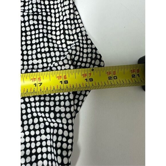Vince Camuto Sleeveless Rouched Blouse Polka Dot Black White Green Size L - Picture 6 of 9